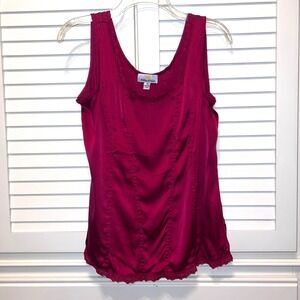 Kathleen Kirkwood Pink Silk Blend Lace Trim Seamed Camisole Tank Top Womens Med